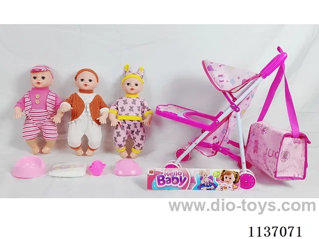 16’ Drinking Doll (with pee, English IC, iron wheelbarrow + 4 pcs)