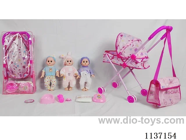 14’ Drinking Doll (with pee, English IC, iron wheelbarrow, 5 pcs set)