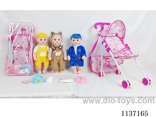 18’ Drinking Vinyl Doll with Urinal Function, English IC, Iron Trolley, Satchel, 4 pcs. set)