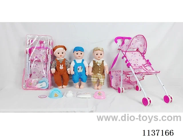 18’ Drinking Vinyl Doll with Urinal Function, English IC, Iron Trolley, Satchel, 4 pcs. set)
