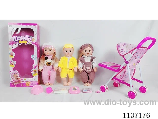 118’ Drinking Vinyl Doll (with urinal function, English IC, iron wheelbarrow, 5-piece set)