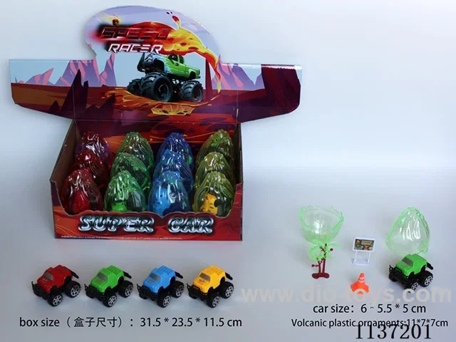 Pickup truck scene toys (pull back) volcano shells 12pcs