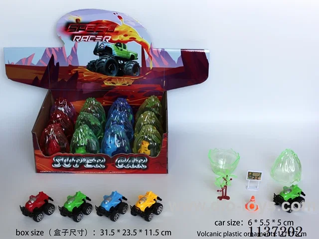 Aircraft car scene toys (pull back) volcano shells 12pcs