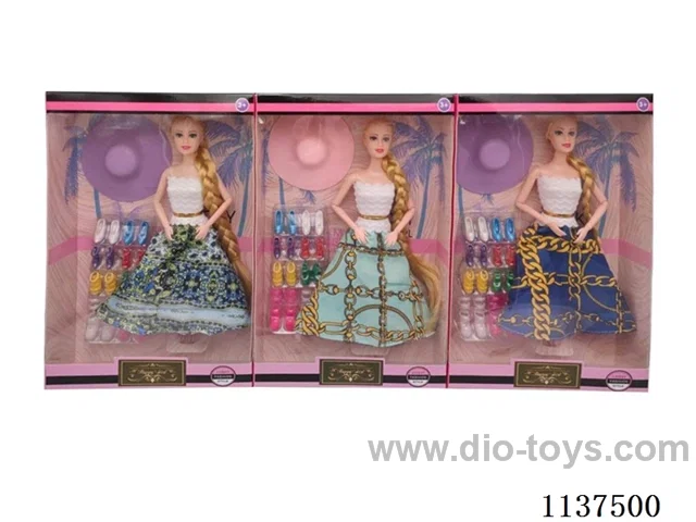 11.5 inch solid body movable joints fashion barbie with hat and shoes cabinet