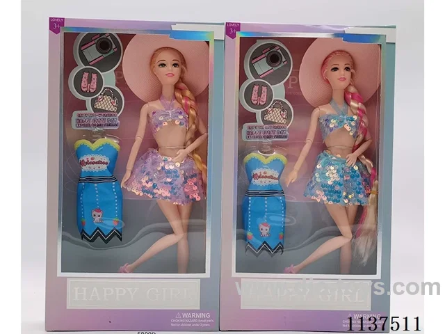 11.5 inch 11 joints solid body long braid fashion barbie with hat + dress up skirt 2 models mixed
