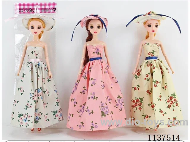 11.5" 30cm 9 joints real 3D real eyes long whip Barbie with hat 2 mixes