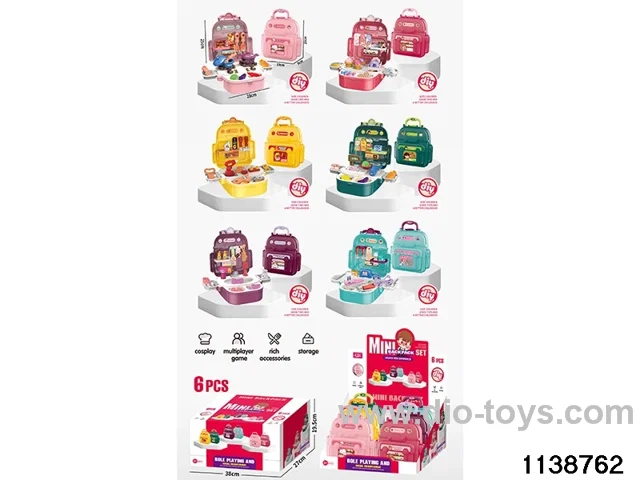 Mini backpacks (tools, cashier, cutlery, desserts, jewellery, medical supplies)