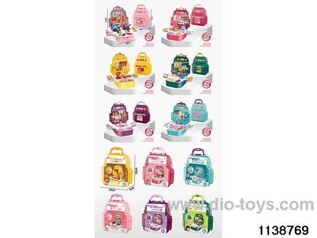 Mini backpacks (tools, cashier, cutlery, desserts, jewellery, medical supplies)