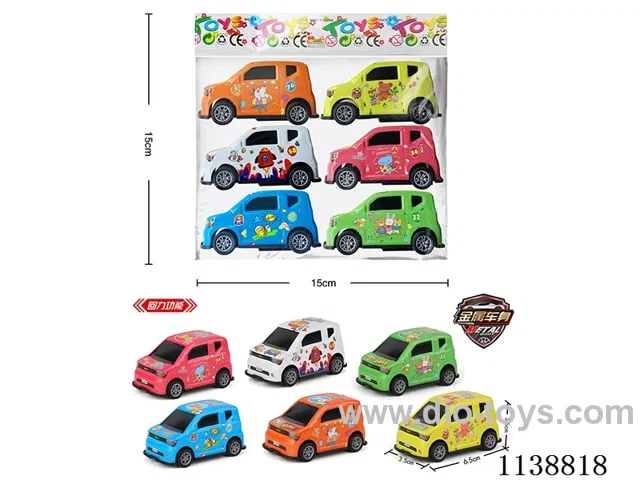 pull back alloy car (cartoon model) 6pcs