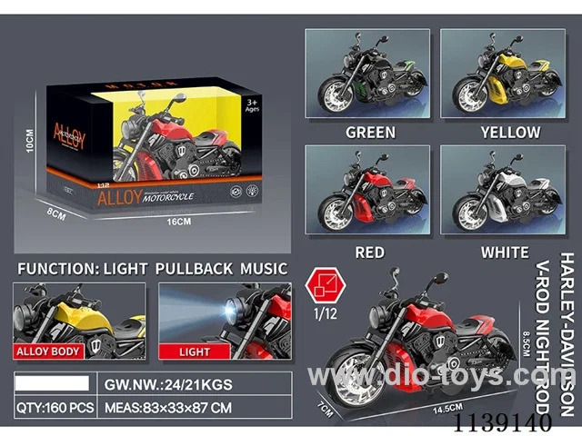 Alloy Pull Back Motorbike