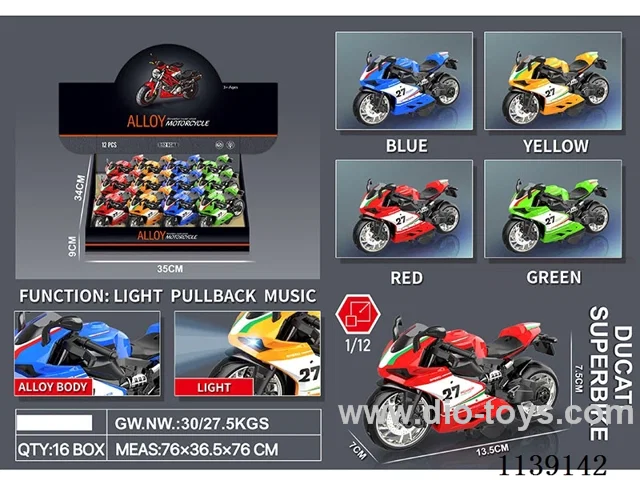 12PCS Alloy Pull Back Motorbike