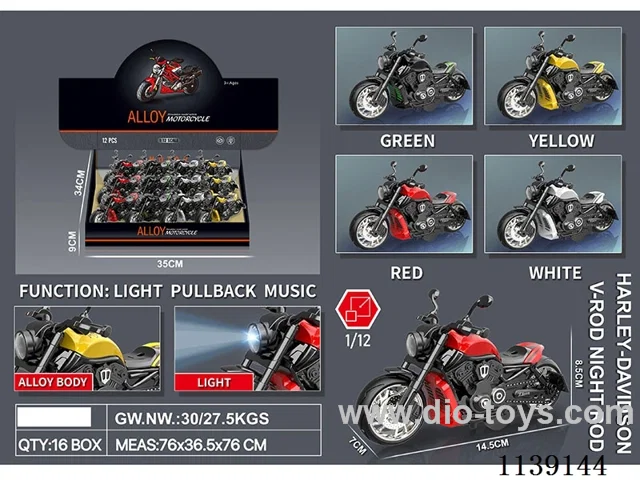 12PCS Alloy Pull Back Motorcycle