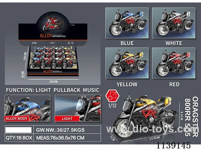 12PCS Alloy pull back motorbike