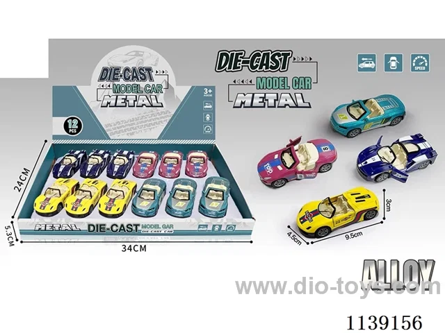 12PCS 1:43 Double Door Alloy Pull Back Racing Car
