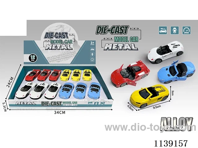 12PCS 1:43 double door alloy pull back convertible car