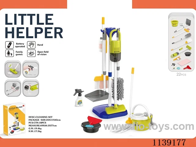Cleaning tool set (with hoover, 3 AA without battery, blue)