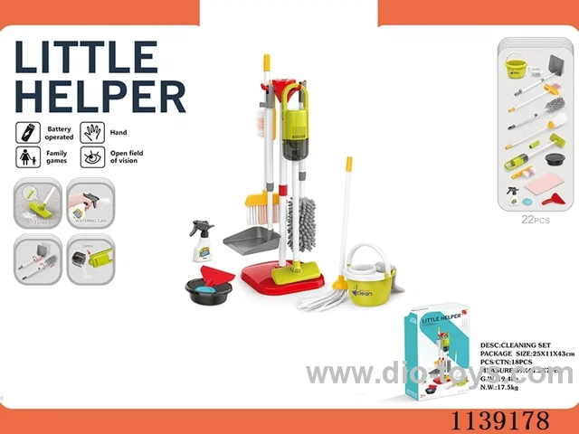 Cleaning tool set (with hoover, 3 pcs AA without battery, red)