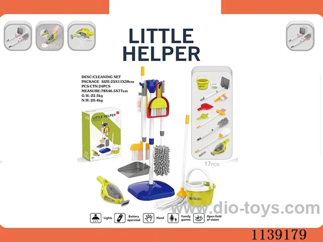 Cleaning tool set (with hoover, 3 pcs AA without battery, blue)