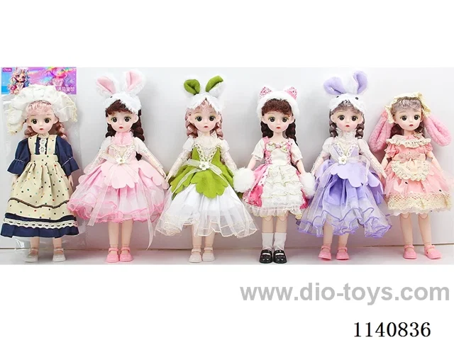 12 inch 30 cm 21 joints solid body 3D real eyes fashion loli doll + headdress Multi mixes