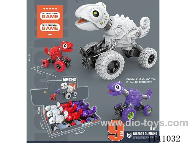 Dual pull back Retractable Chameleon 9pcs Three Colours