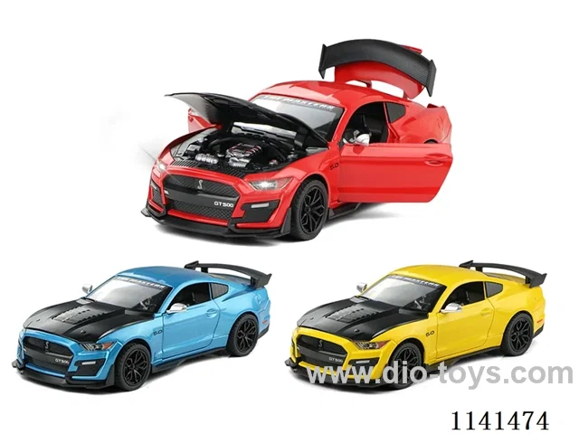 1:24 4-door Mustang lighted alloy car model pull back