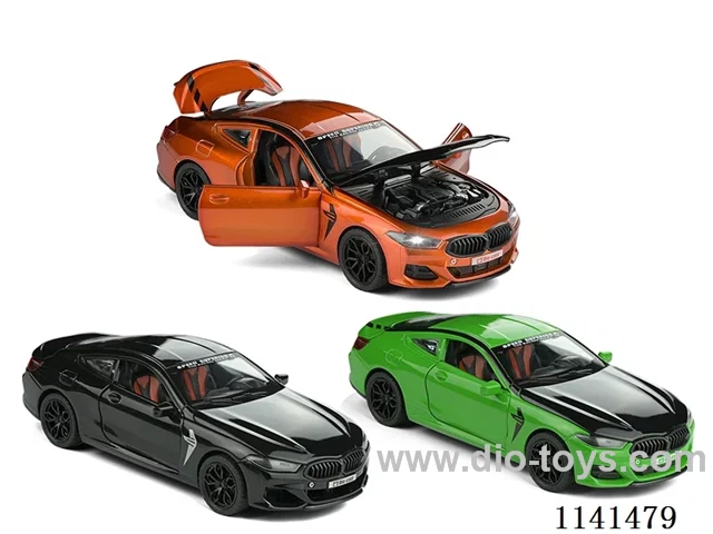 1:24 4-door BMW lighted alloy car model pull back(8pcs)