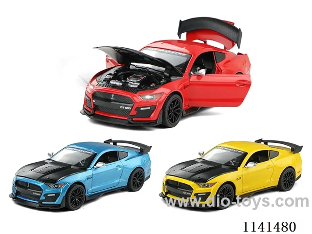 1:24 4-door Mustang lighted alloy car model pull back(8pcs)