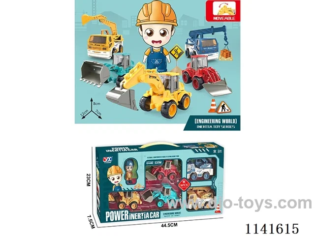Set of 6 inertial construction vehicles