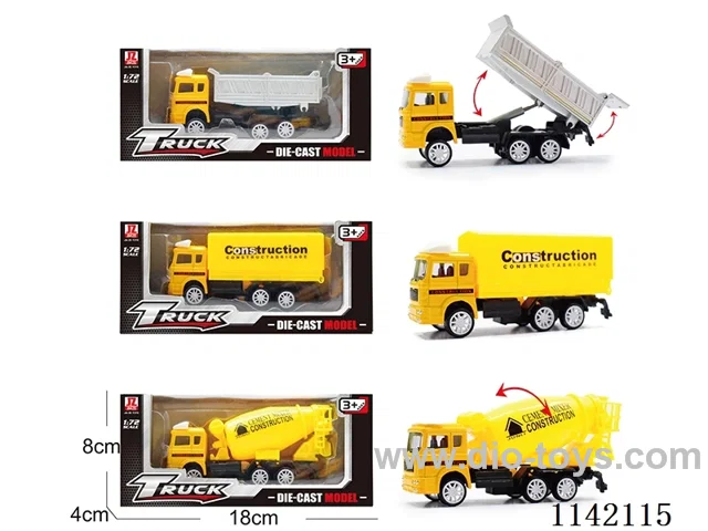 1:72 Alloy Pull Back Construction Vehicle (3 mixes)