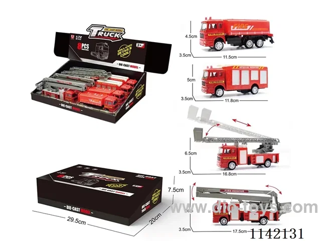 Alloy Skid Steer Fire Truck (4 Mixed)