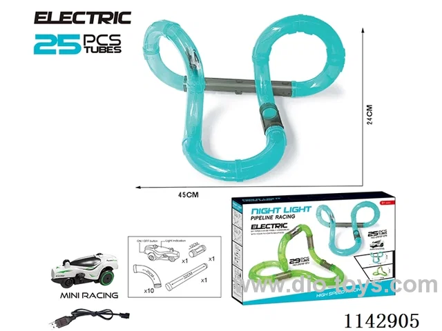 B/O Glow-in-the-Dark High Speed Pipeline Car includes Battery