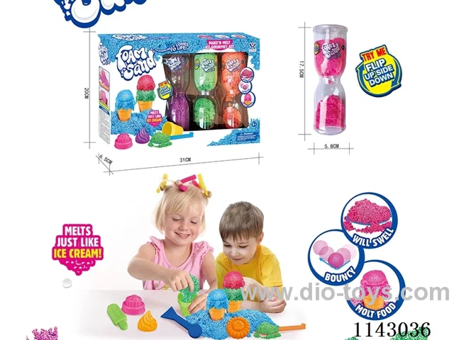 Expanded Snow Cream 3 cans*3 colours+Ice Cream Tools Set (Long Hourglass/40g*3)