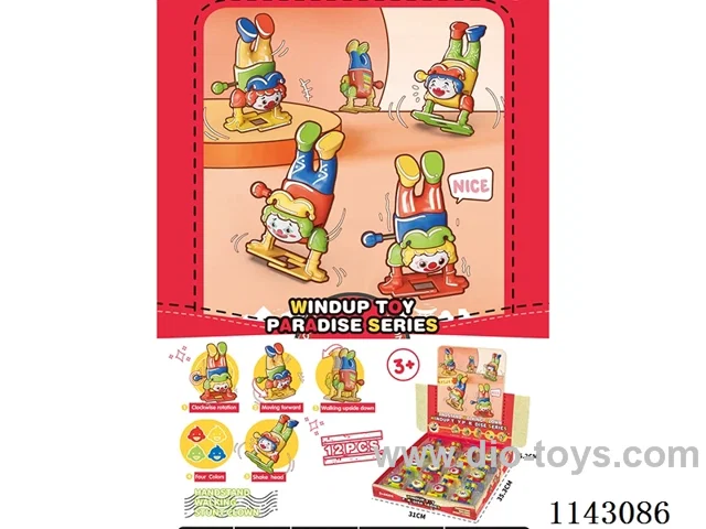 Wind-up Clockwork Clown (4 colours) (walks upside down, clockwork brakes, walks smoothly, head bobbing)