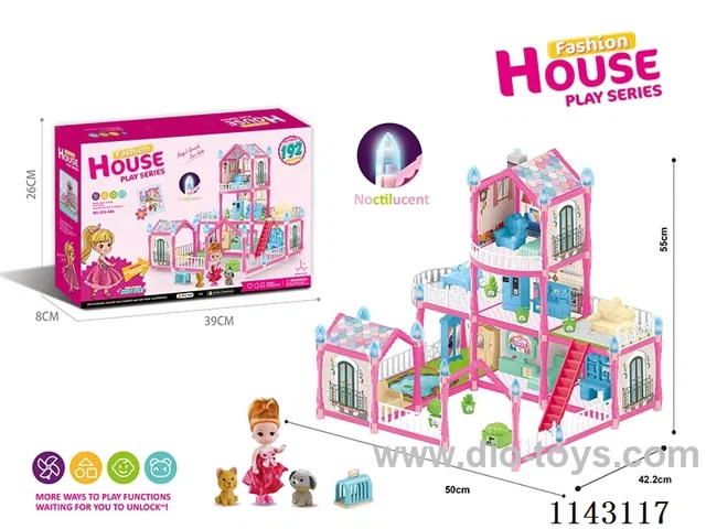 Glow-in-the-dark purple DIY assembled doll castle villa 192PCS