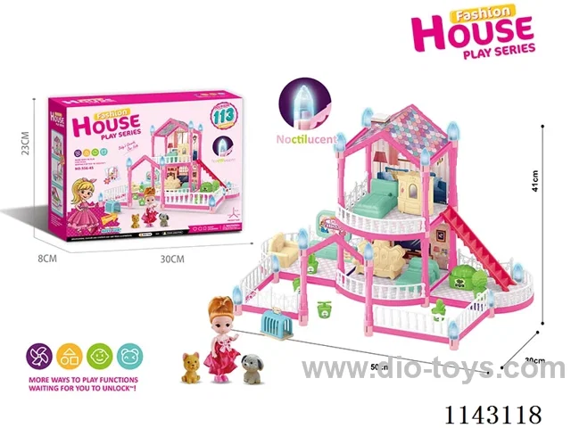 Glow-in-the-dark purple DIY assembled castle doll house 113PCS