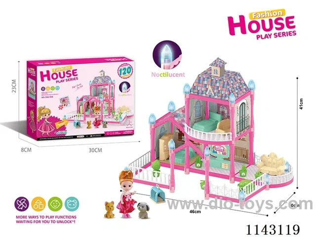 Glow-in-the-dark purple DIY assembled doll castle villa 113PCS
