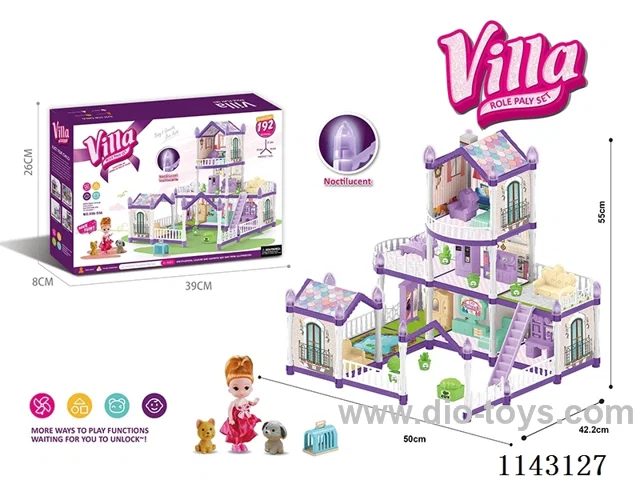 Glow-in-the-dark purple DIY assembled doll castle villa 192PCS