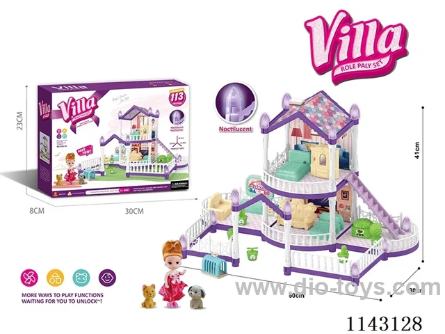 Glow-in-the-dark purple DIY assembled castle doll house 113PCS