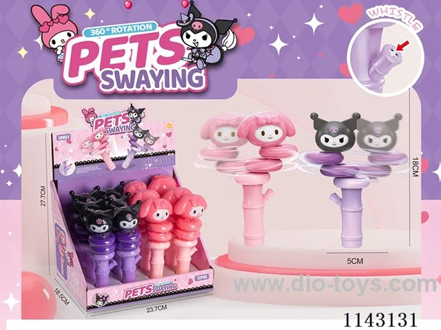 Fun Stress Reducing Spinning Pet Kurumi/Melody (with Whistle) Display Case