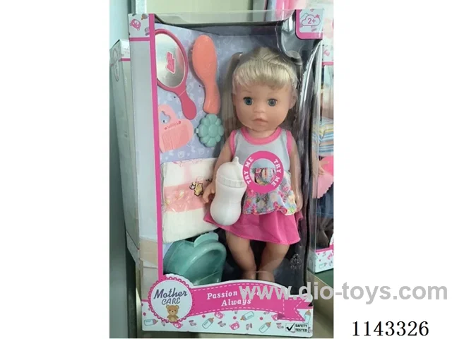 14 inch doll (drinking and peeing) with four sound IC + vinyl hand (batteries included)