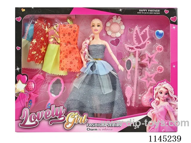 11.5’ 30cm 11 joints solid body colour print eye long braid Barbie + clothes accessories mixes