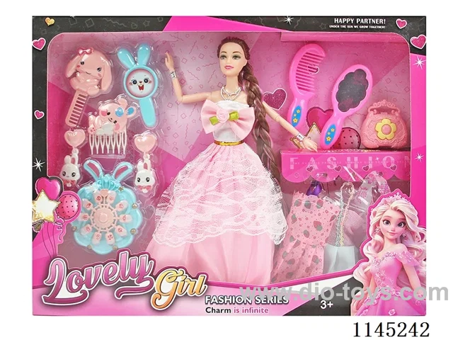 11.5 inch 30cm 11 joints solid body colour printing eyes long braid Barbie doll + clothes + accessories variety mixed