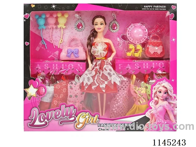 11.5 inch 30cm 9 joints solid body colour printing eyes long braid Barbie + accessories + clothes many mixes