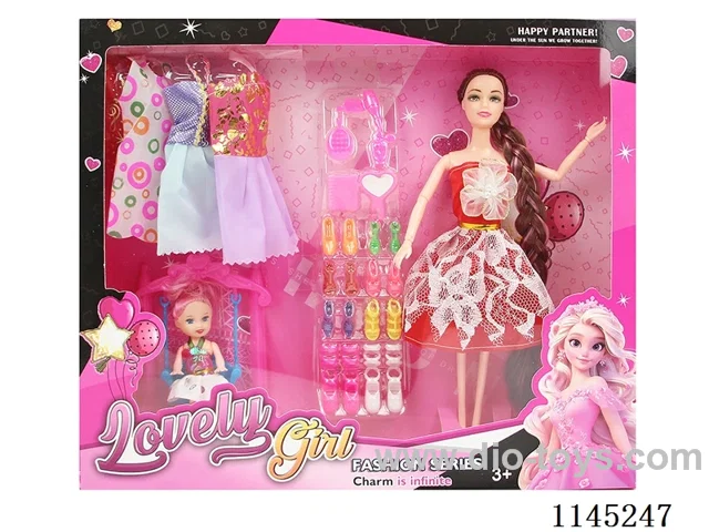 11.5’ 30cm 9 joints solid body colour printing eyes long braid mother and daughter Barbie + clothes + blister accessories mixed variety