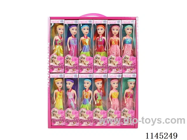 7 inch 15cm 5 joints solid body colour printing eyes ponytail small barbie doll display box 24 small box