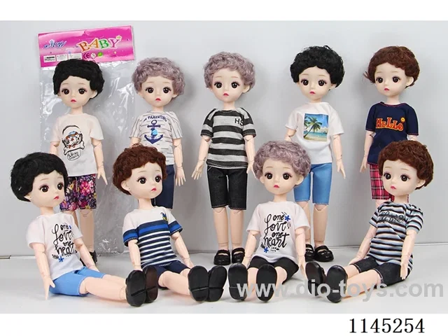 12’ Solid 13 Articulated 3D Short Hair Boy Doll Assortment