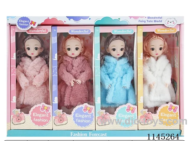 12’ 30cm 11 jointed solid 3D fur doll in presentation box x 4