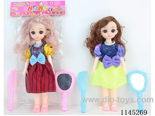 12’ 30cm 13 jointed 3D doll + comb + mirror two mixes