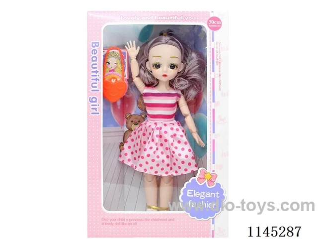 12’ 30cm 21 jointed solid 3D doll + bag