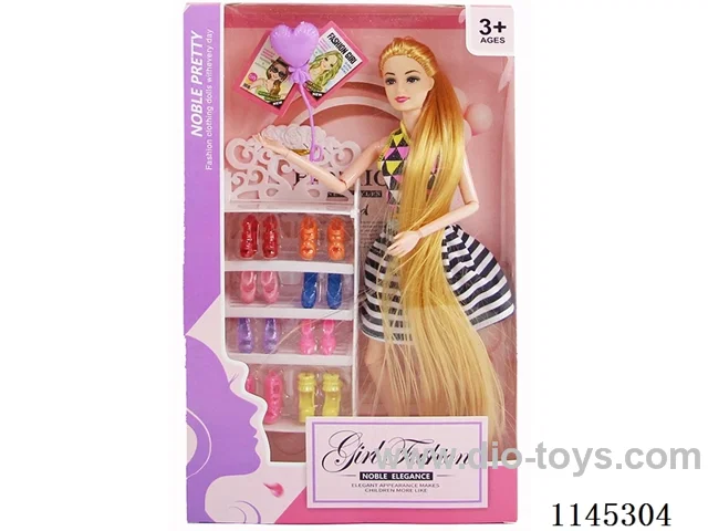 11.5’ 11 jointed solid Barbie with shoe cabinet